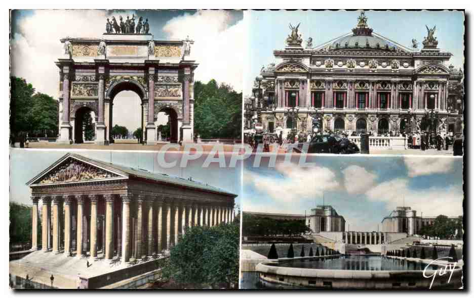 CPA Paris Arc de tRiomphe du Carrousel Opera Madeleine Chaillot