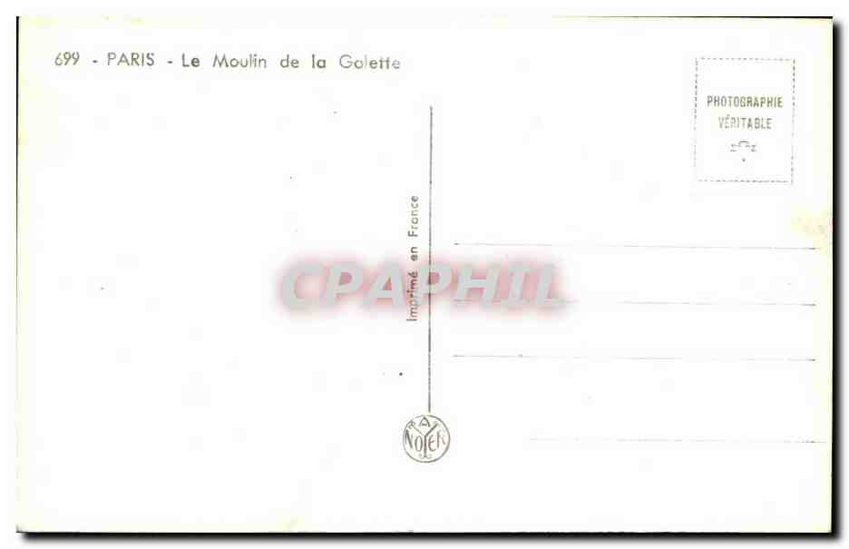 CPM Paris Moulin de la Galette ( mill ) — Rückseite
