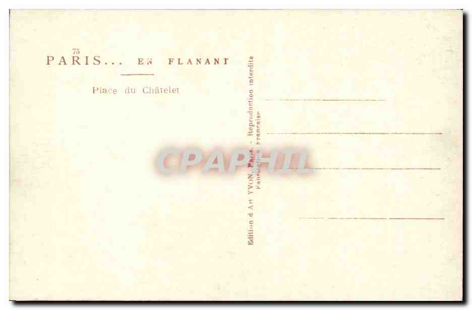 Paris CPA Place du Chatelet — Rückseite