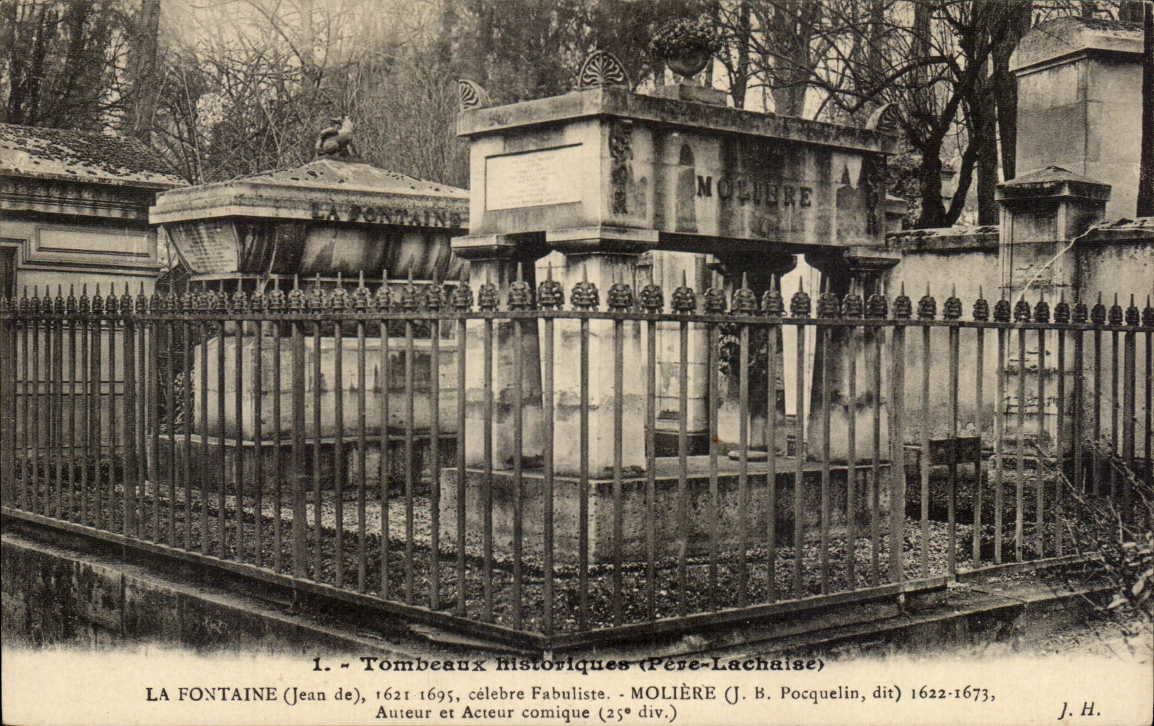 Paris CPA La Fontaine Moliere Pere Lachaise Cimetiere
