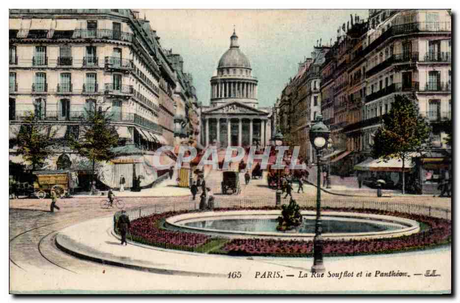 Paris CPA Rue Soufflot et le Pantheon