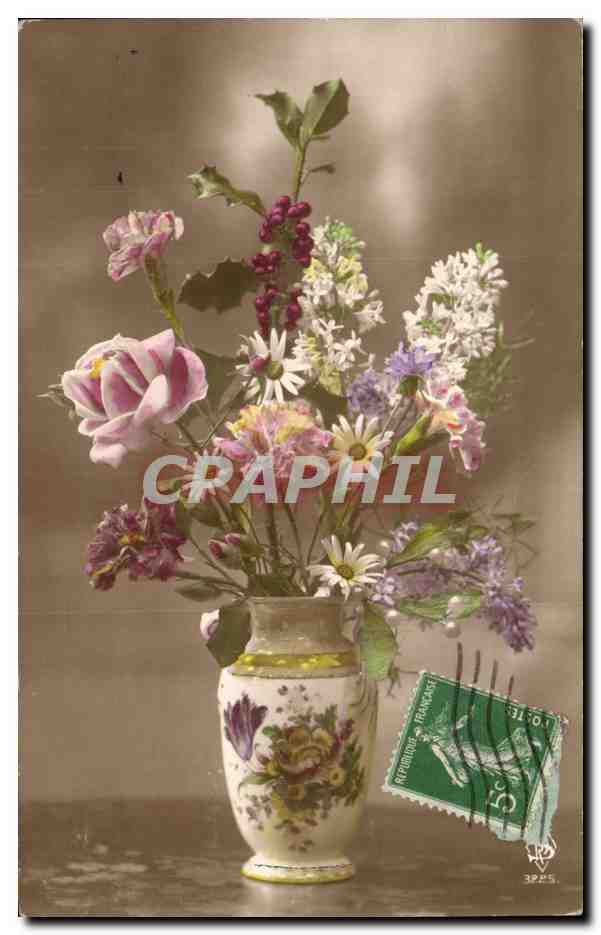 CPA Fantaisie Fleurs dans un pot