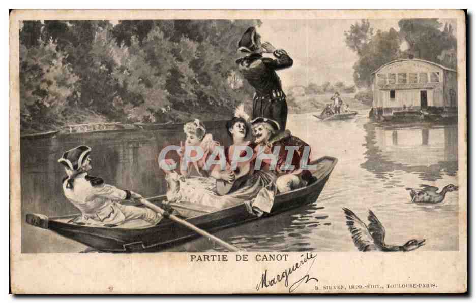 CPA Fantaisie Femme Partie de Canot