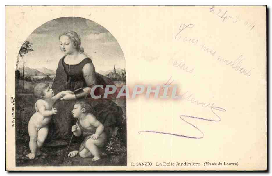 CPA Fantaisie Sanzio La belle ajrdiniere Musee du Louvre