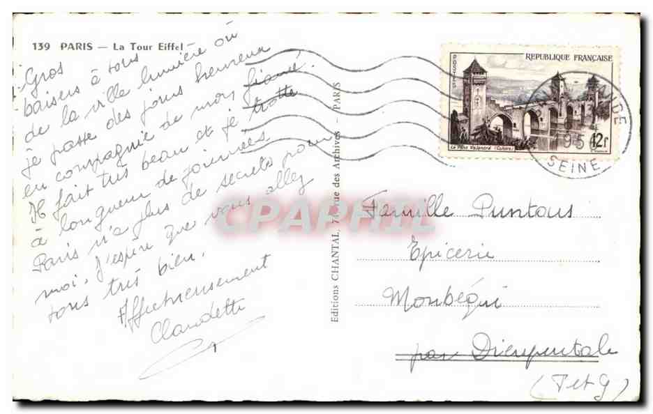 La Tour Eiffel — Paris — Éditions Chantal, n°139 — Reverso