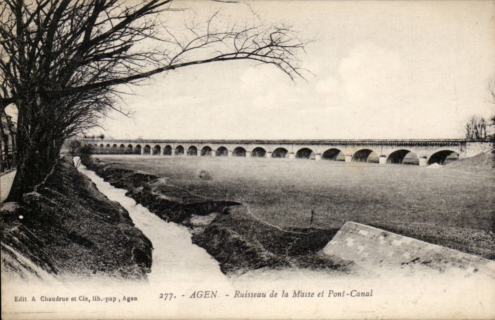 AGEN - Bach der Masse und Kanalbrücke — Edit A Chaudrue et Cie, lib.-pap, Agen, n°277