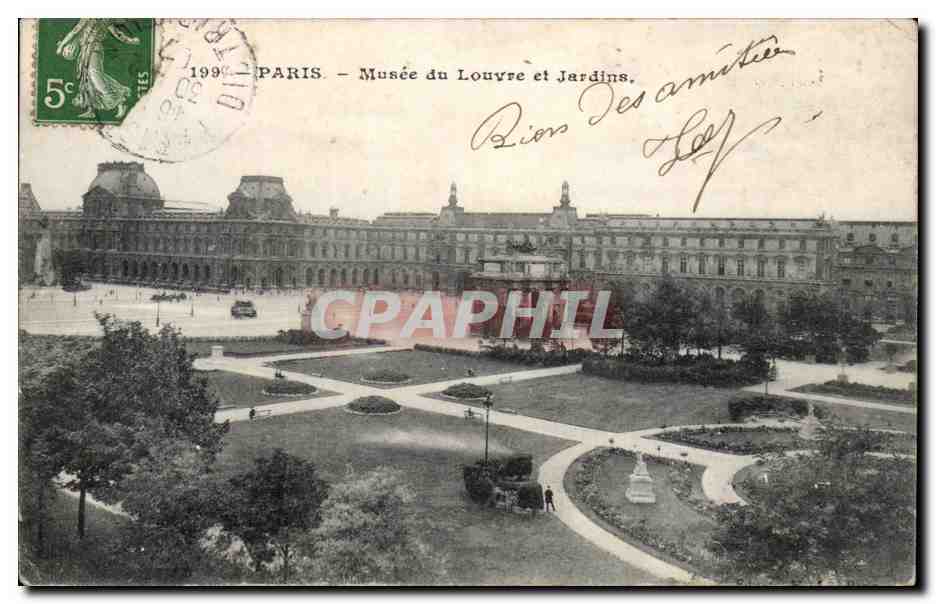 Paris CPA Musee du Louvre et les jardins