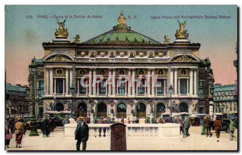 Paris CPA Opera et station du metro