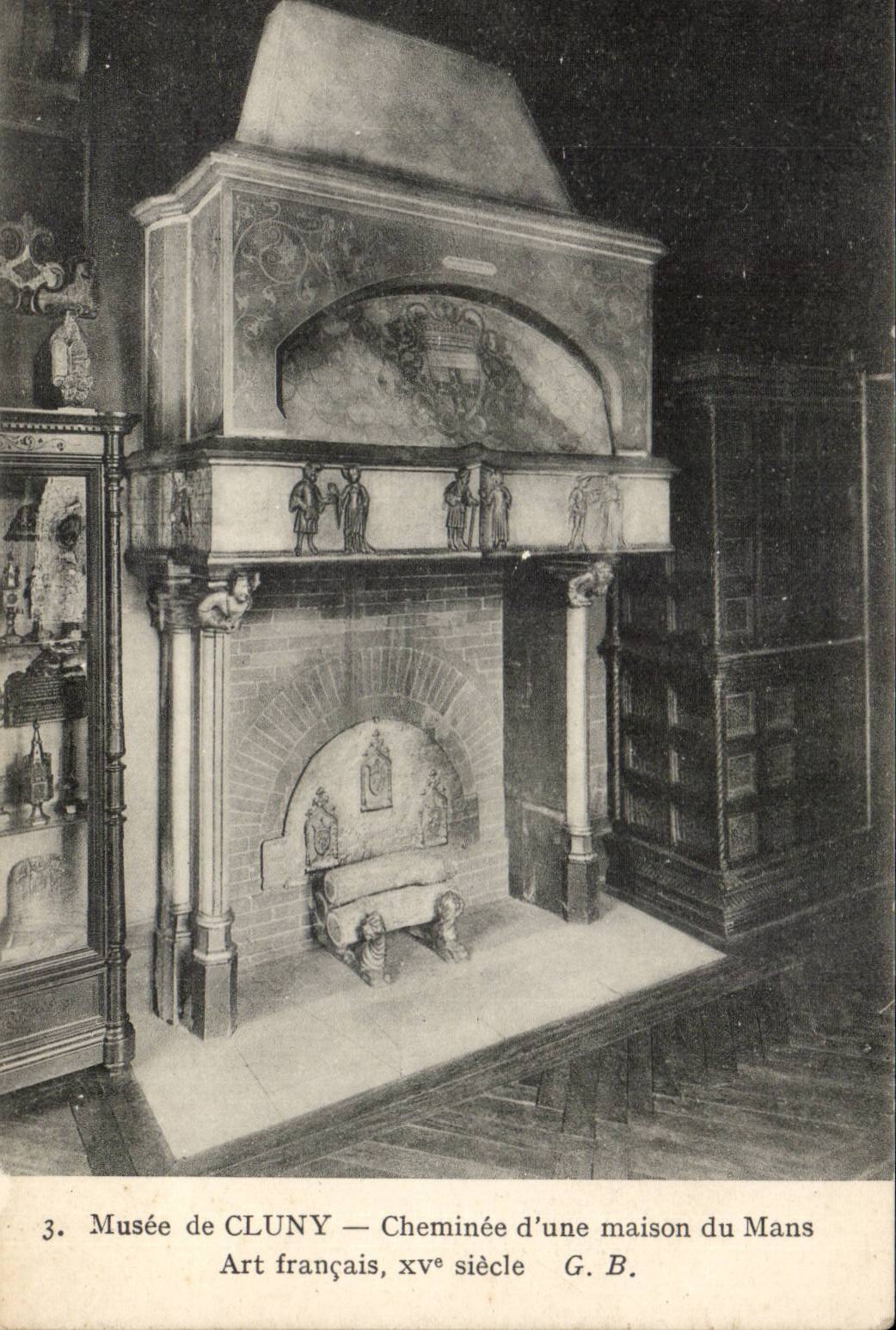 Paris CPA Musee de Cluny Cheminee d'une maison du Mans Art francais