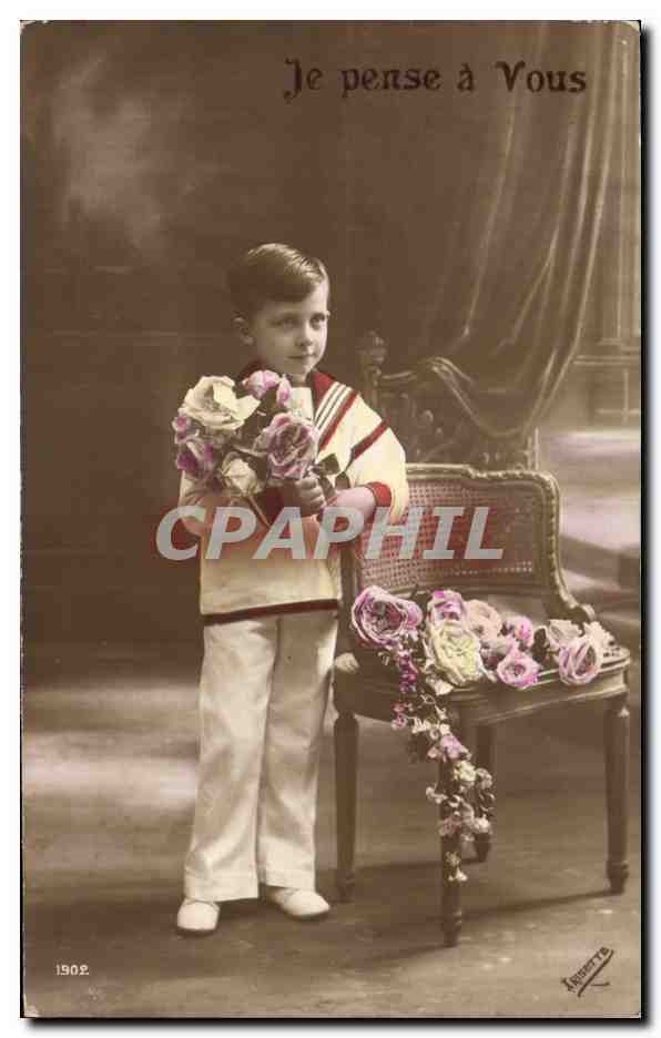 CPA Fantaisie Enfant Garcon Je pense a vous