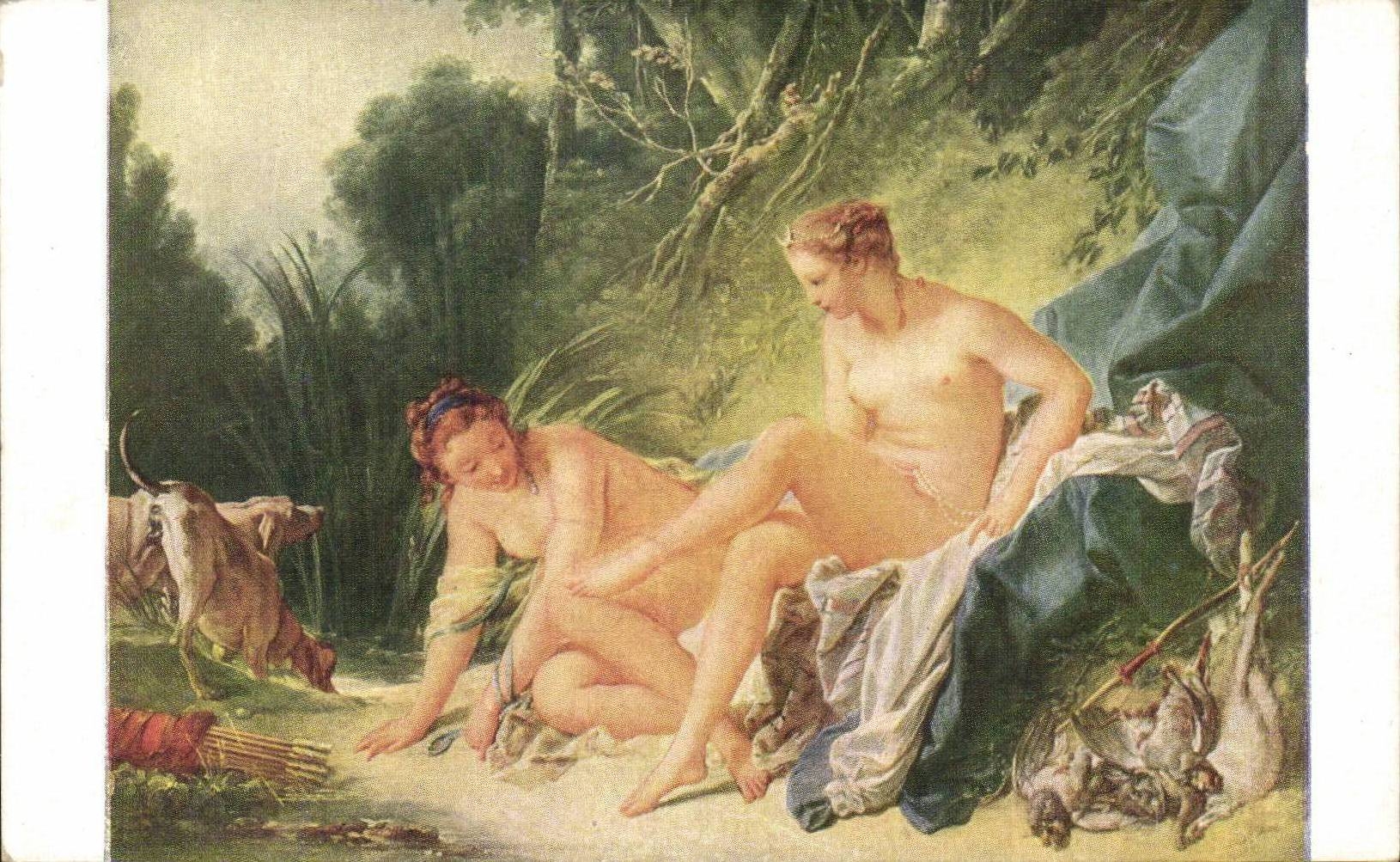 CPA Fantaisie Femme Francois Boucher Diane sortant du bain