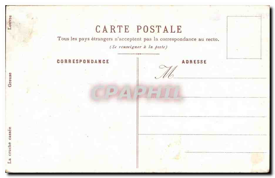 CPA Fantaisie Paris Louvre la cruche cassee Greuze — Verso