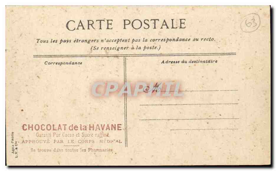 Cahtelguyon CPA Les magasins au parc ( publicite chocolat de la Havane Cuba )  — Rückseite