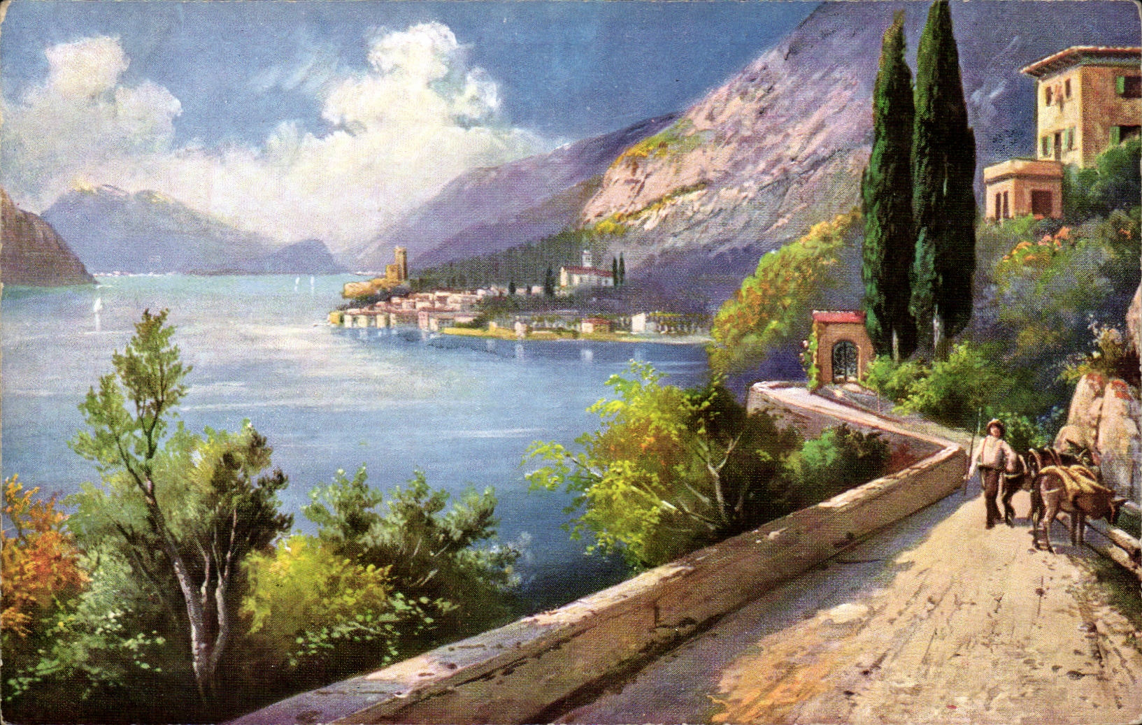 CPA Fantaisie Paysage Malcesine sul Lago di Garda