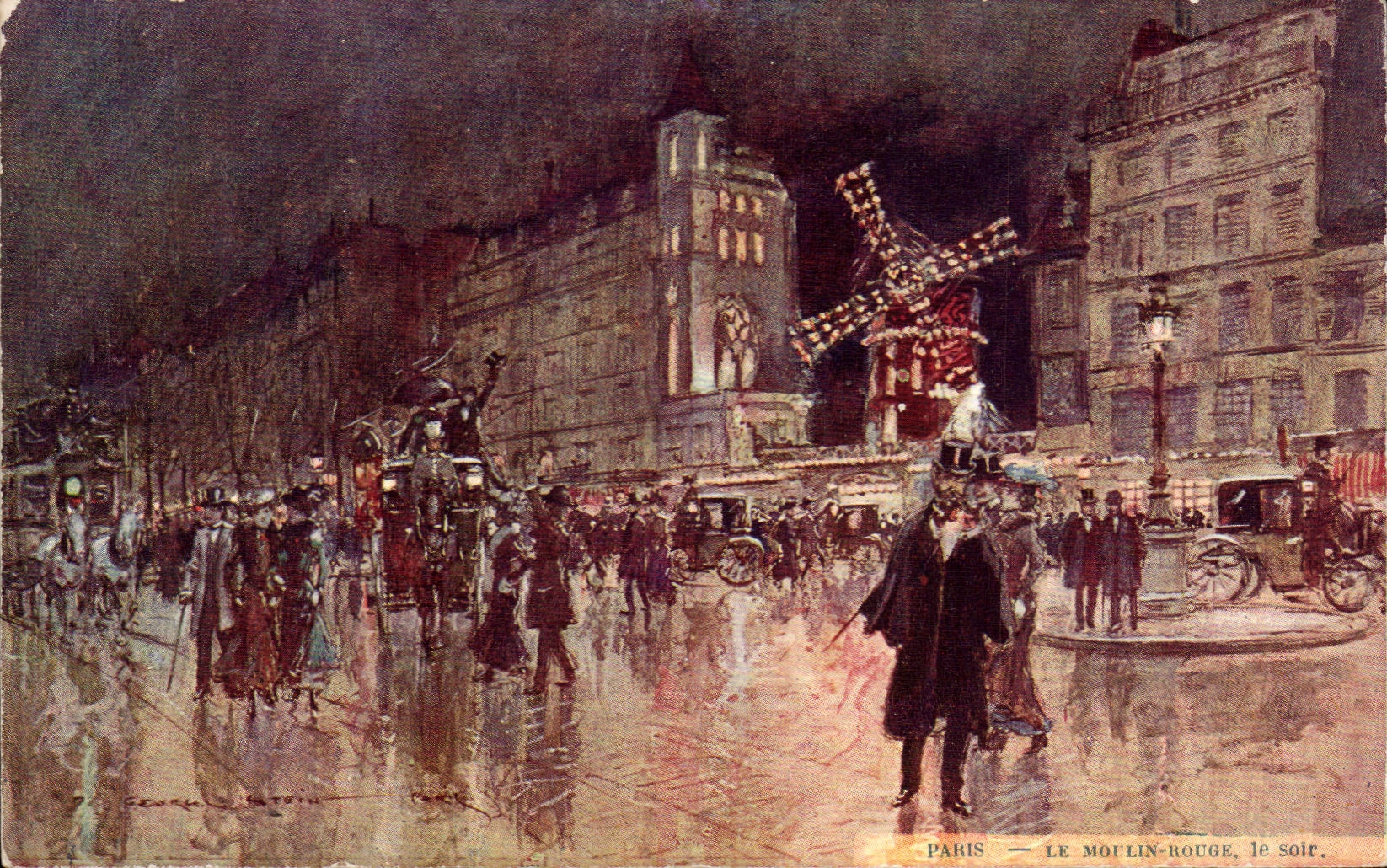 Paris — Le Moulin-Rouge, le soir. — J. Sevrelle-Bastoin, n° 1048