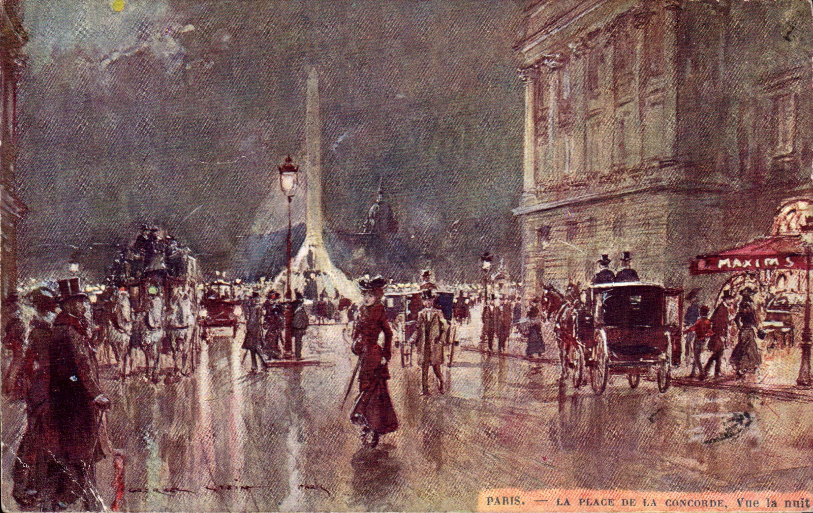 Paris — La Place de la Concorde, Vue la nuit — Maxims