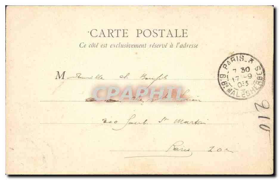 Paris CPA Place du Carrousel et palais du Louvrfe — Verso