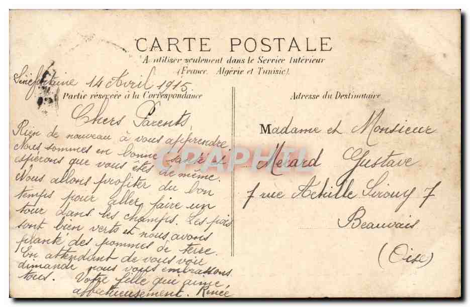 Paris CPA Place de la concorde Rue Royale et la Madeleine — Verso