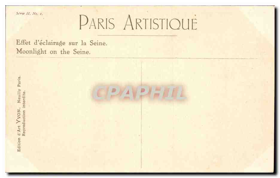 Paris CPA Tour Eiffel Effet d'eclairage sur la Seine — Rückseite