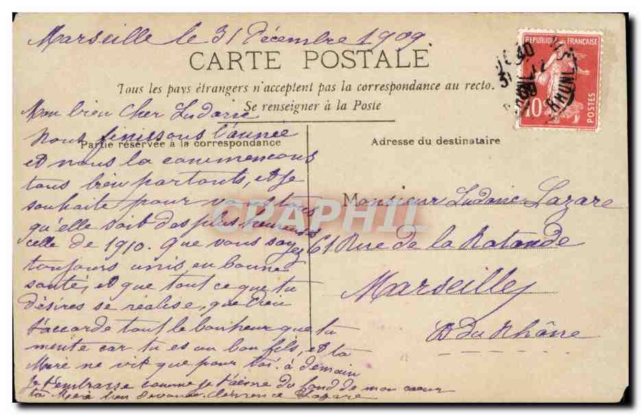 CPA Enfant Garcon Bonne annee — Rückseite