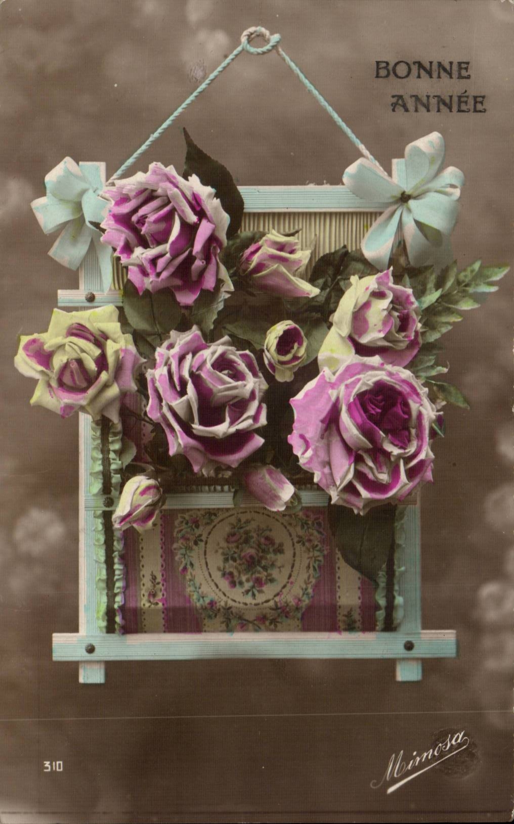 CPA Fantaisie Fleurs Bonne annee