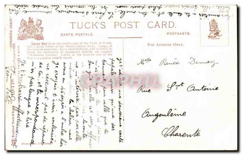 CPA Fifeshire coast Bateau plage Boat  — Verso