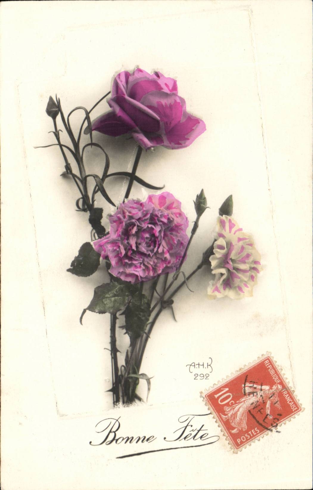 CPA Fantaisie Fleurs Bonne fete