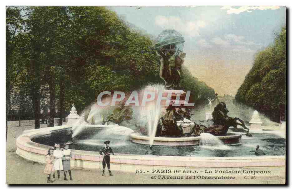 Paris CPA La fontaine Carpeaux et avenue de l'observatoire