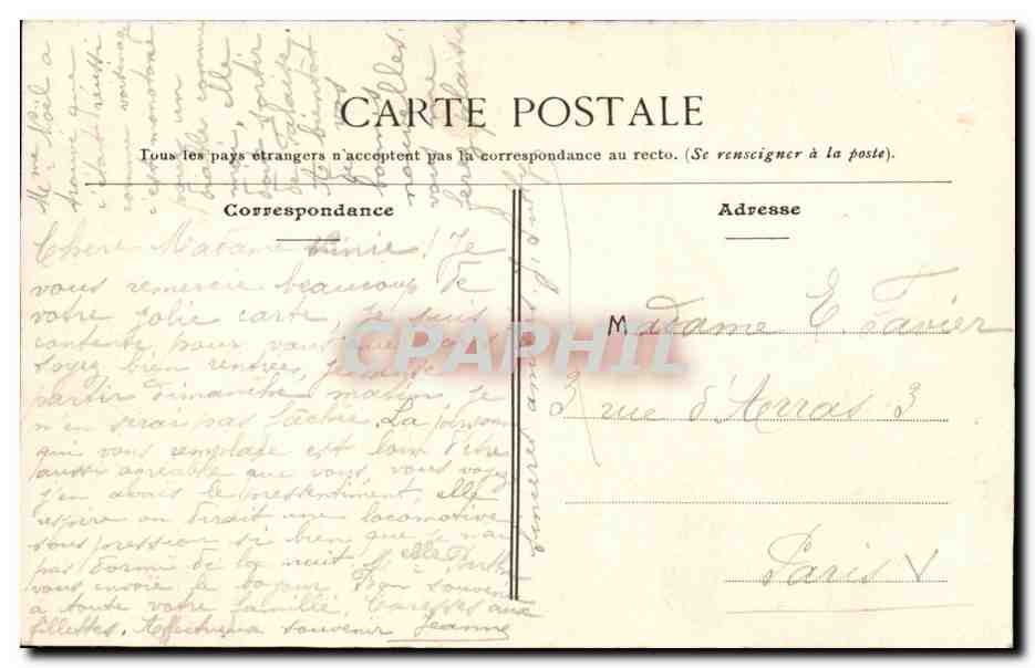 Paris CPA Lycee Lamartine Faubourg Poissonniere La tonnelle — Rückseite