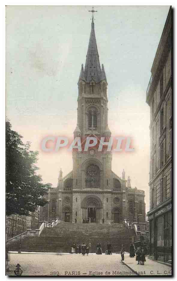 Paris CPA Eglise de Menilmontant