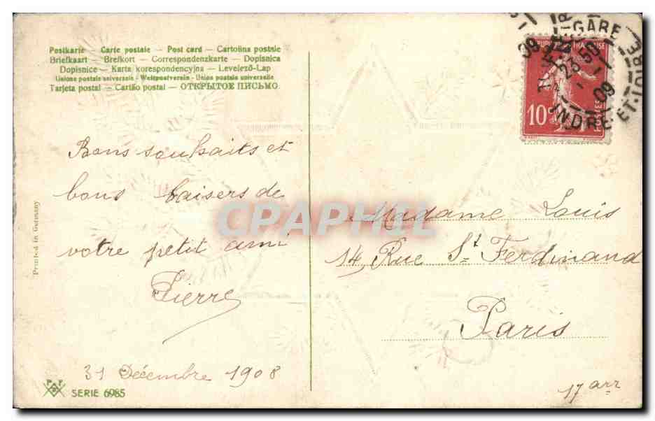 CPA Fantaisie Heureuse annee Etoile Star — Rückseite