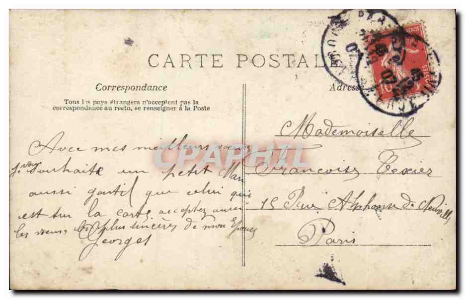 Homme à la moustache tenant un bouquet — Bonne Année — A.N. PARIS, n° 677 — Back