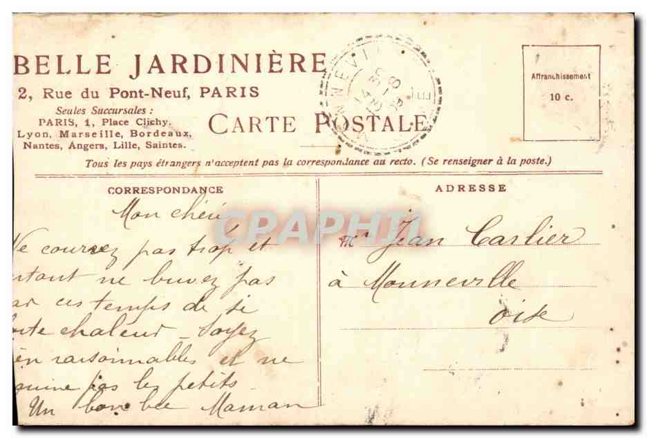 CPA Fantaisie Fleurs Belle jardiniere  — Rückseite