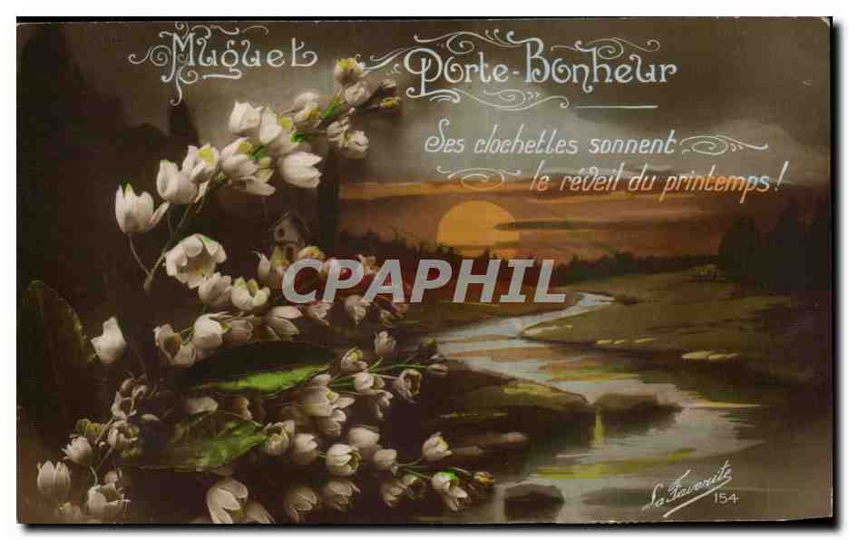 CPA Fantaisie Fleurs Muguet porte bonheur
