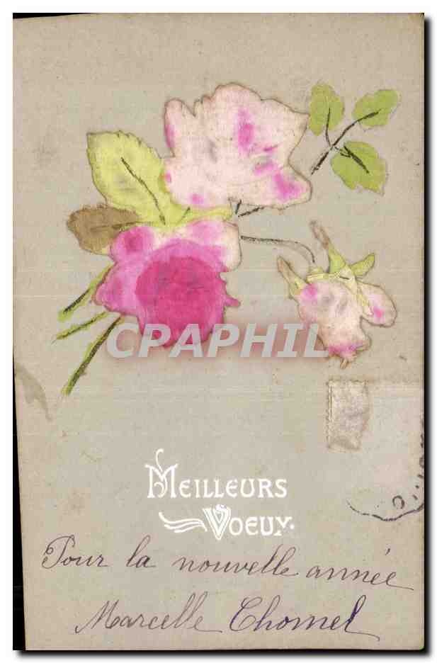 Fleurs roses — Meilleurs voeux pour la nouvelle année — éditeur inconnu