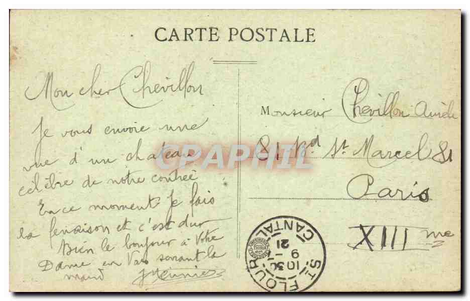 Cantal CPA Chateau de Saillant pres St Flour — Rückseite