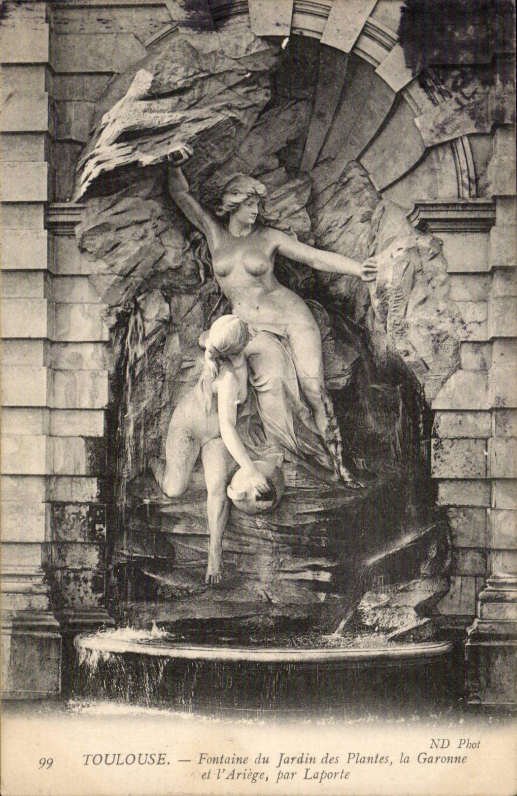 Toulouse — Fontaine du Jardin des Plantes, la Garonne et l'Ariège, par Laporte — ND Phot