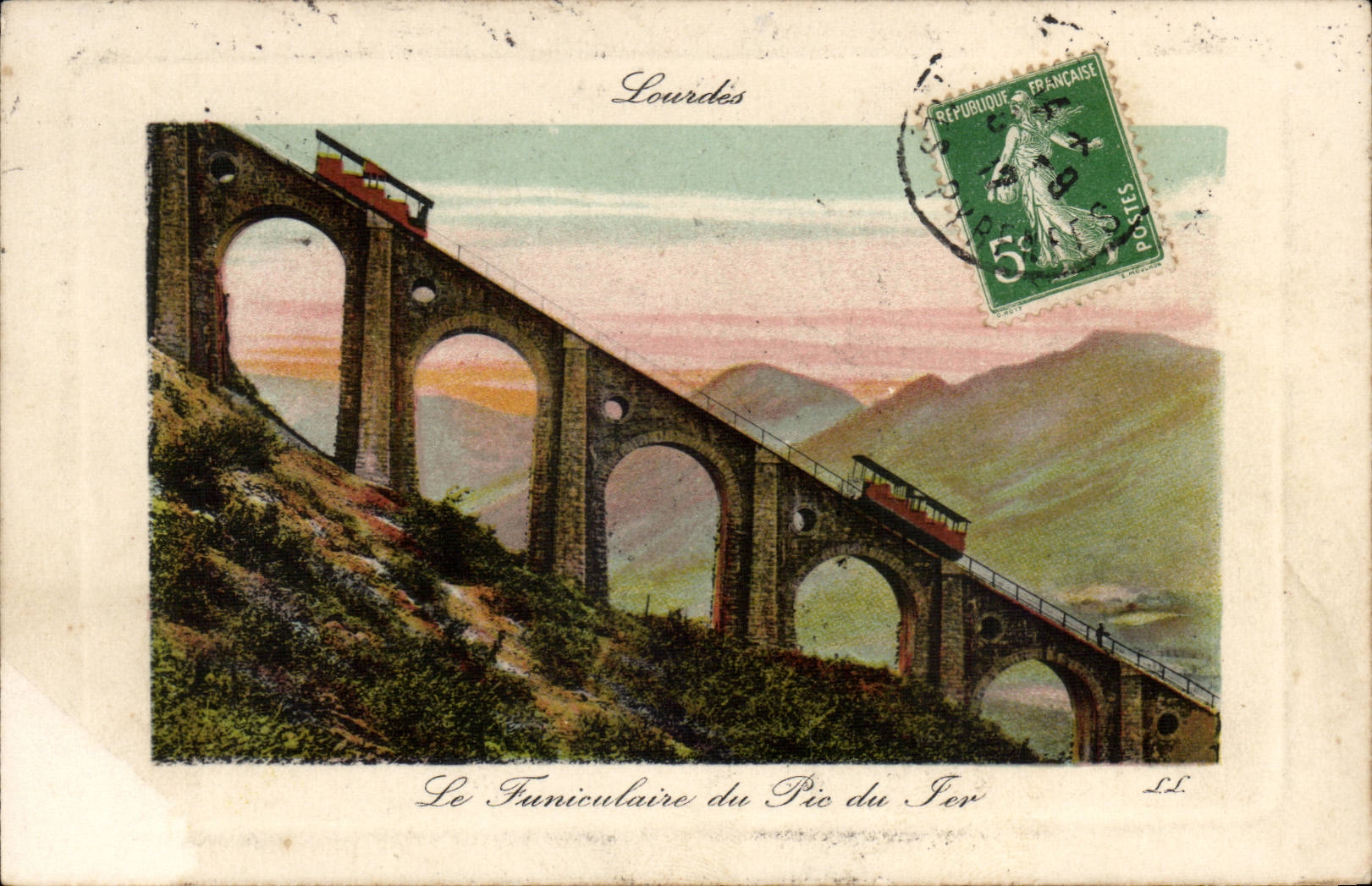 CPA lourdes Le funiculaire du pic du Jer