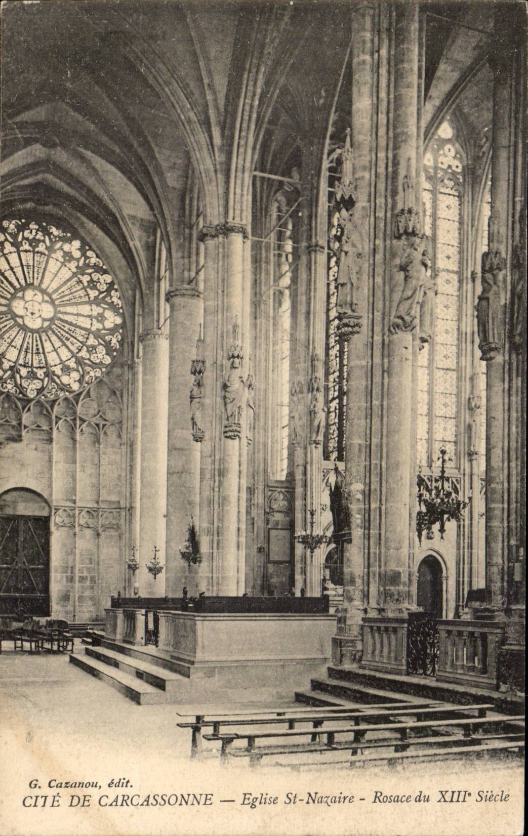 CPA Cite de Carcasonne Eglise St Nazaire Rosace du 13eme
