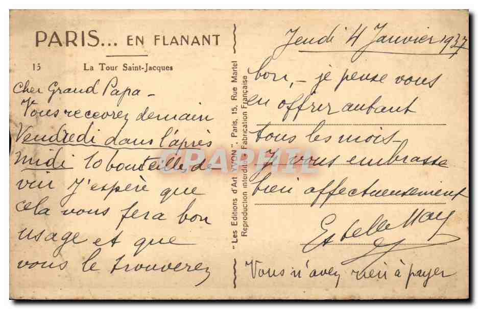 Paris — La Tour Saint-Jacques — Les Editions d'Art VYON — Reverso