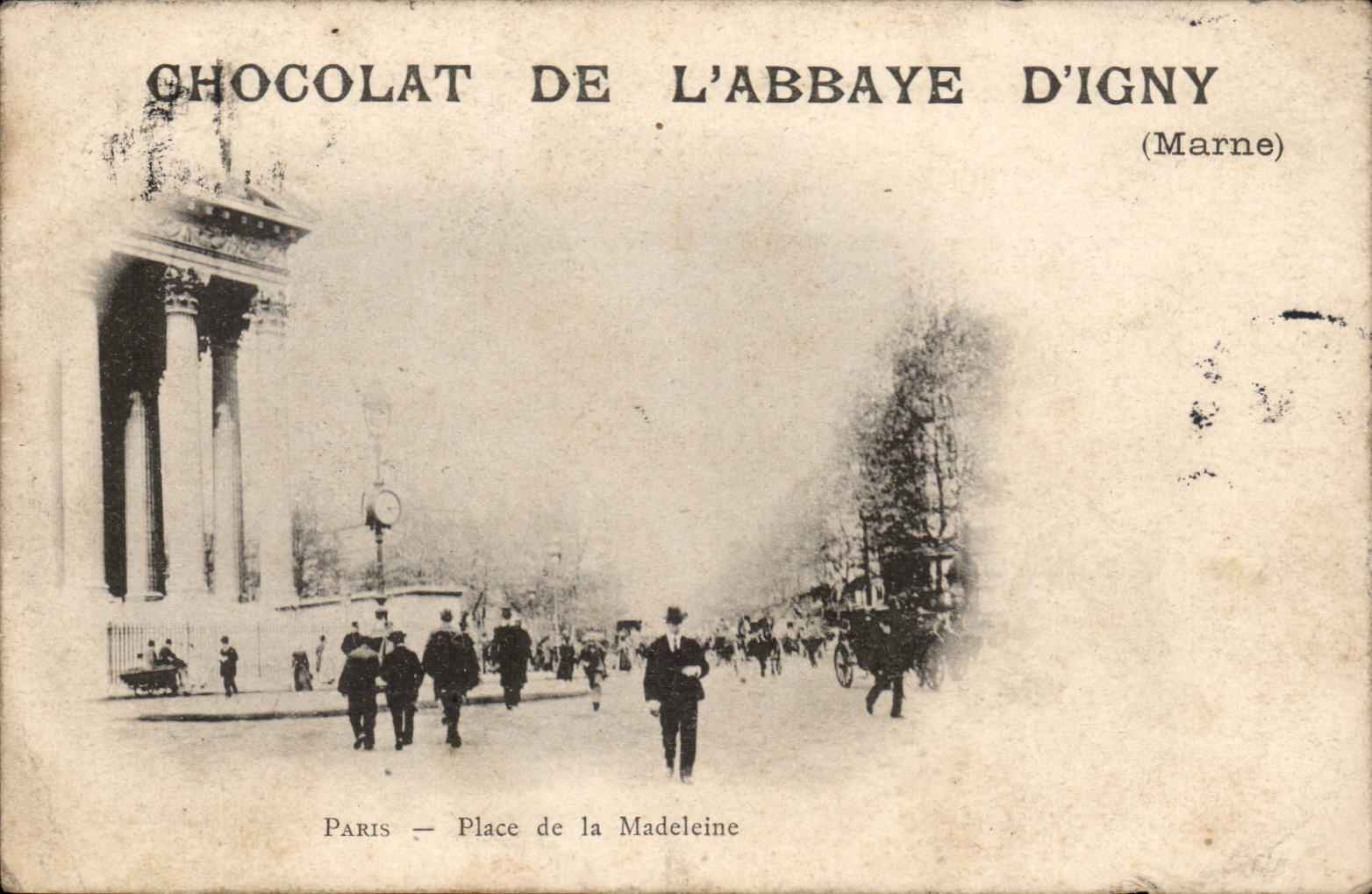 Paris CPA Chocolat de l'abbaye D'igny Place de la Madeleine