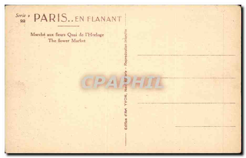 CPA Paris Marche aux fleurs Quai de l'horloge — Rückseite