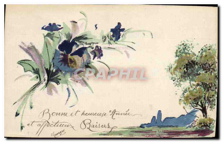 CPA Fantaisie Fleurs Bonne et heureuse annee
