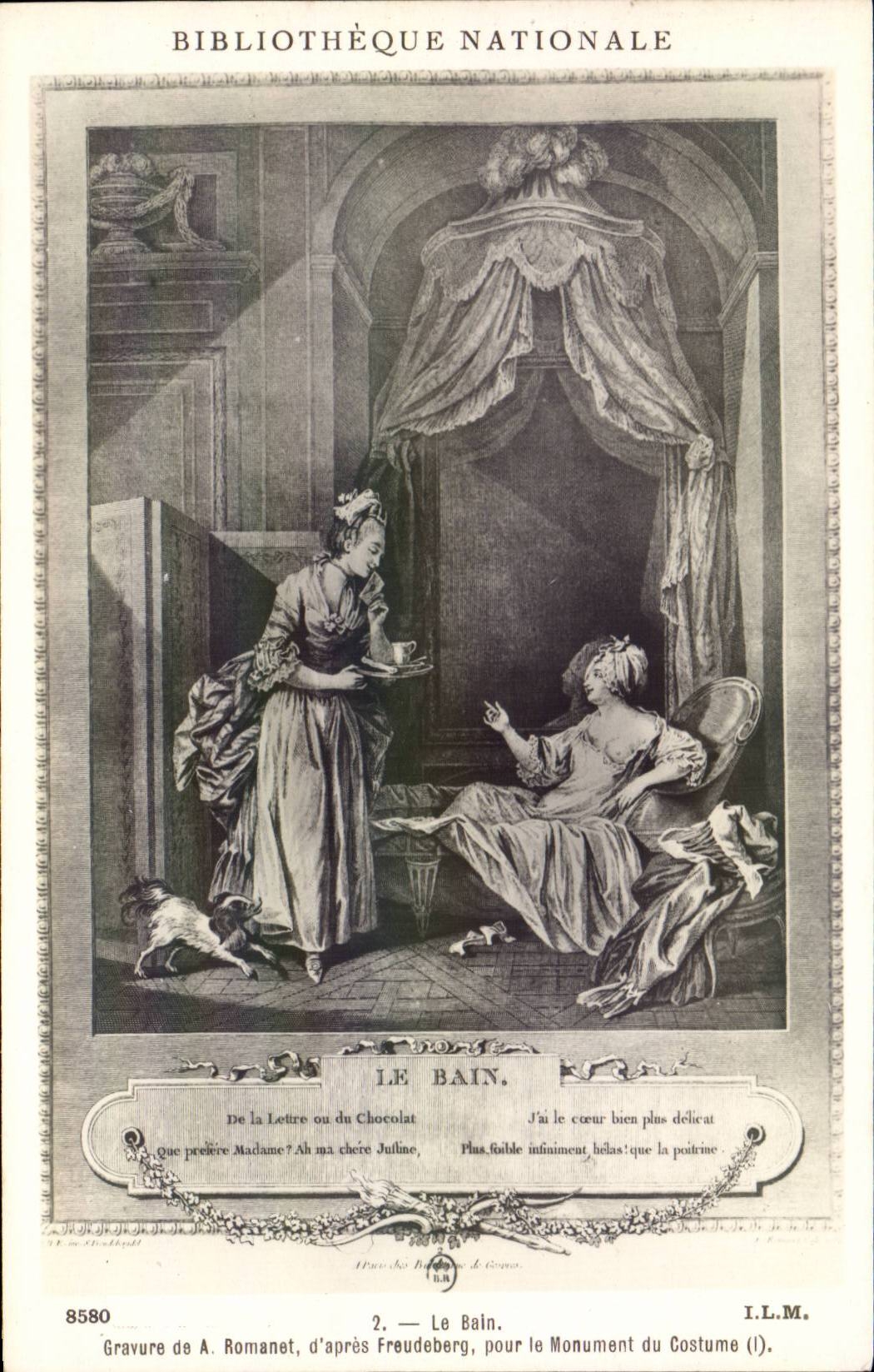 CPA Bibliotheque Nationale Le bain Romanet Monument du costume