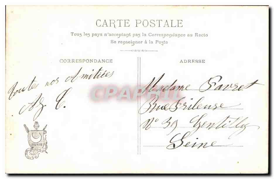 Lächelnde junge Frau in einem großen Blumenstrauß — Frohe Geburtstagskarte — Le Hammany photo, Paris, n°3210 — Rückseite