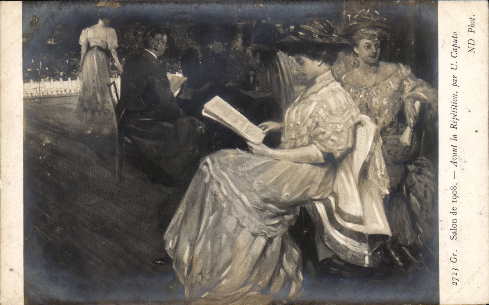 CPA Fantaisie Salon de 1908 Avant la repetition Caputo