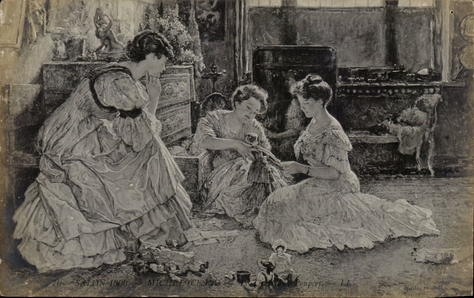 CPA Fantaisie Salon des Beaux Arts 1900 Jeunes femmes les poupees