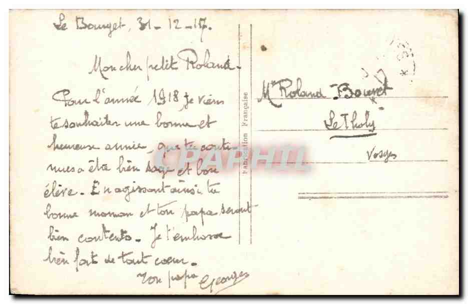 CPA Fantaisie Enfant Bonne annee — Verso
