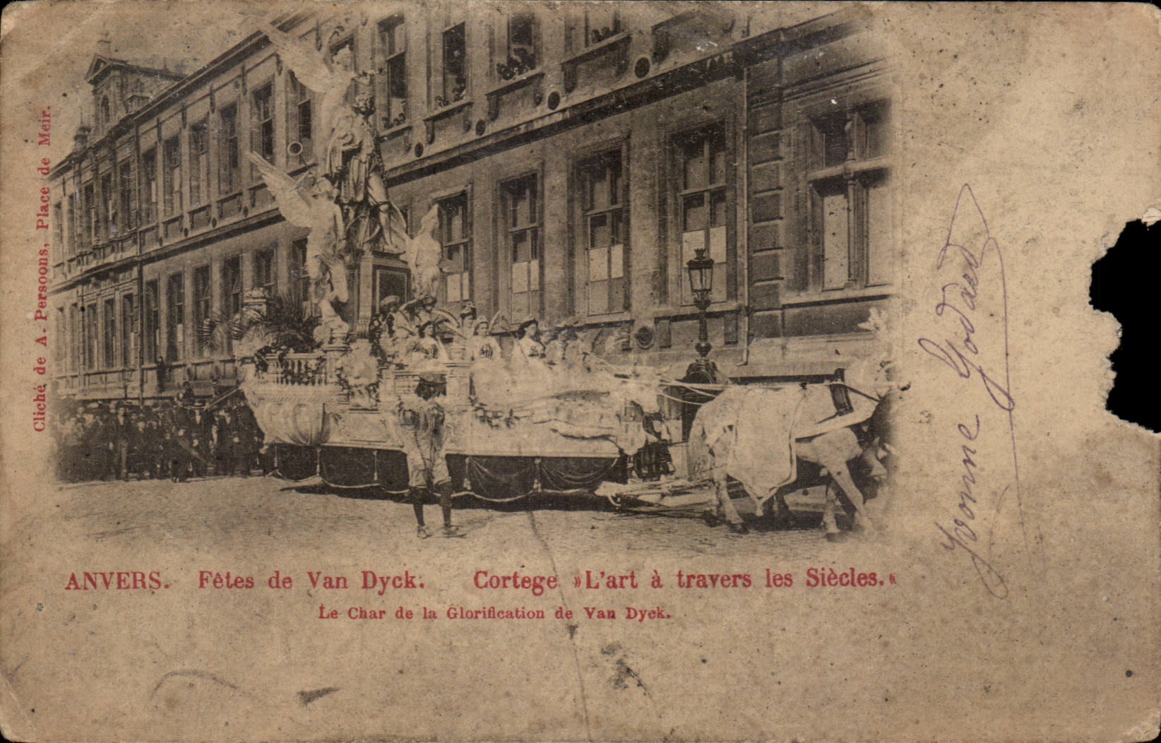 CPA Anvers FEtes de Van Dyck Cortege L'art a travers les siecles le char de la glorification de Van Dyck