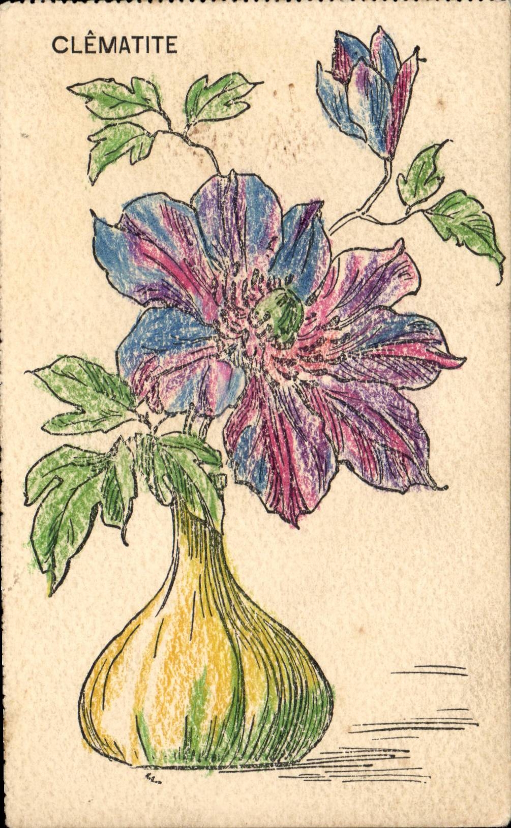 CPA Fantaisie Fleurs Clematite